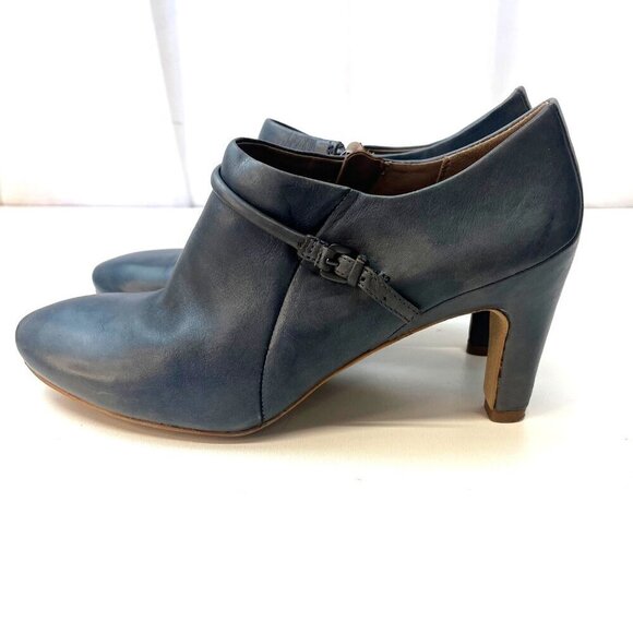 Ecco Ankle Boots Nephi Pumps Booties Blue Leather Ladies Size 40 / 9.5 Leather - Picture 3 of 9